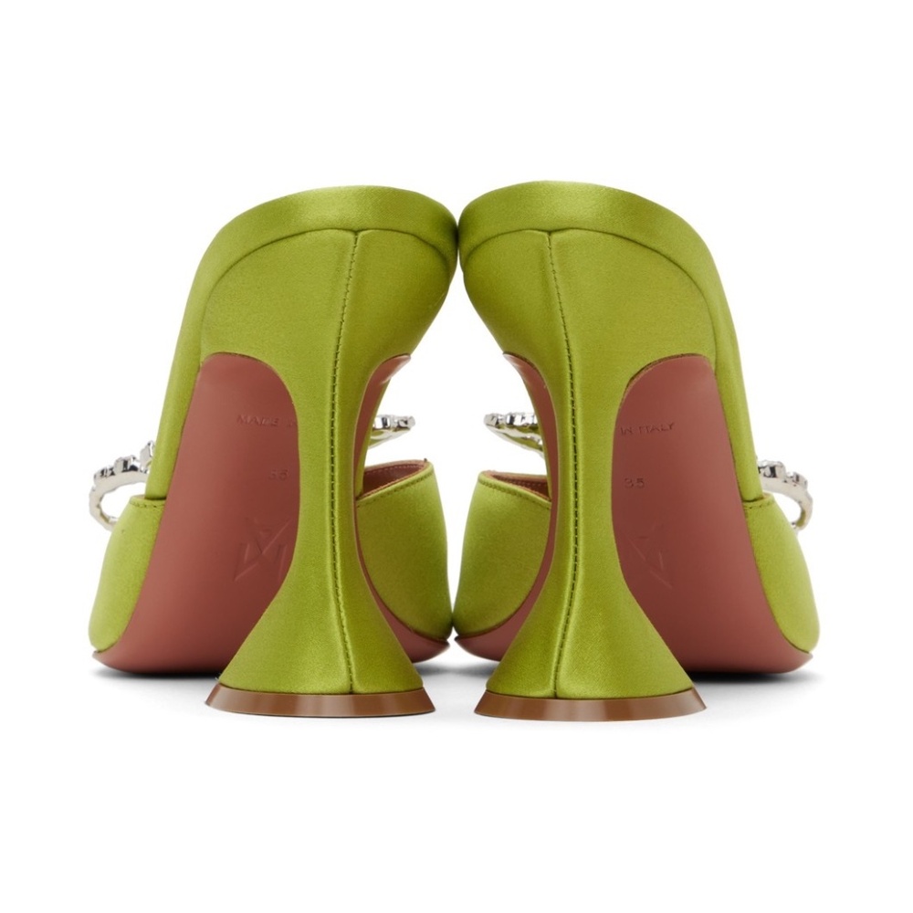 Amina Muaddi Green Rosie Heeled Sandals - Picture 2 of 5